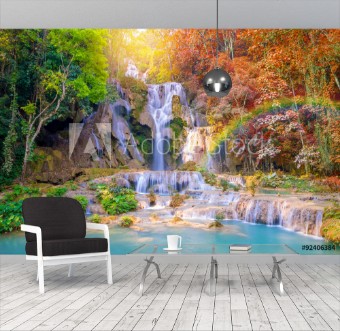 Picture of Waterfall in rain forest Tat Kuang Si Waterfalls at Laos